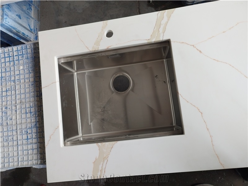 5017 Calacatta Gold Quartz Artificial Stone Countertop