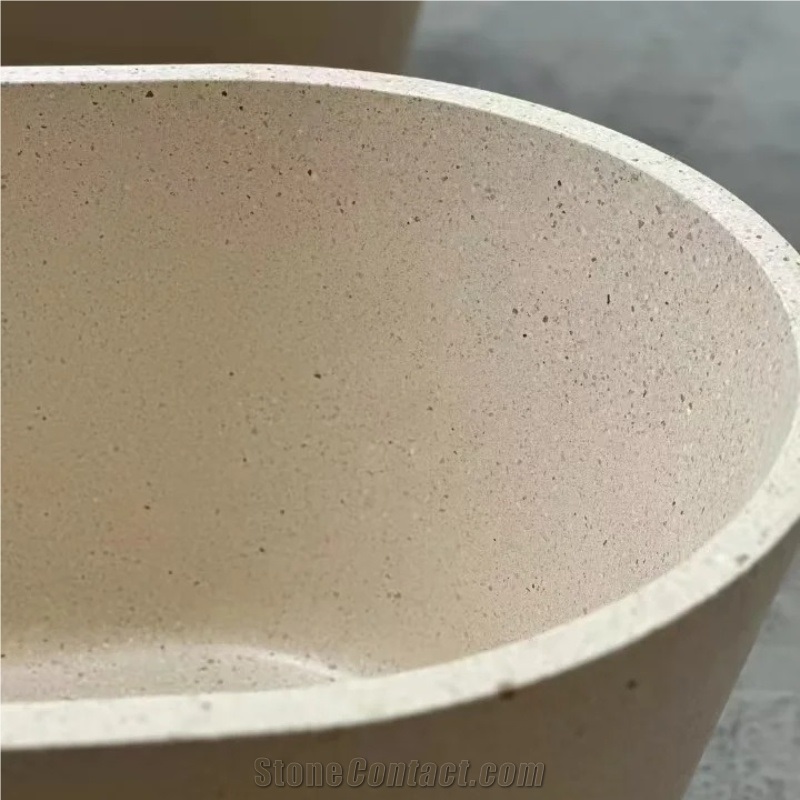 HRST Stone Terrazzo Bath Tubs Solid Surface Bath Tub OEM ODM