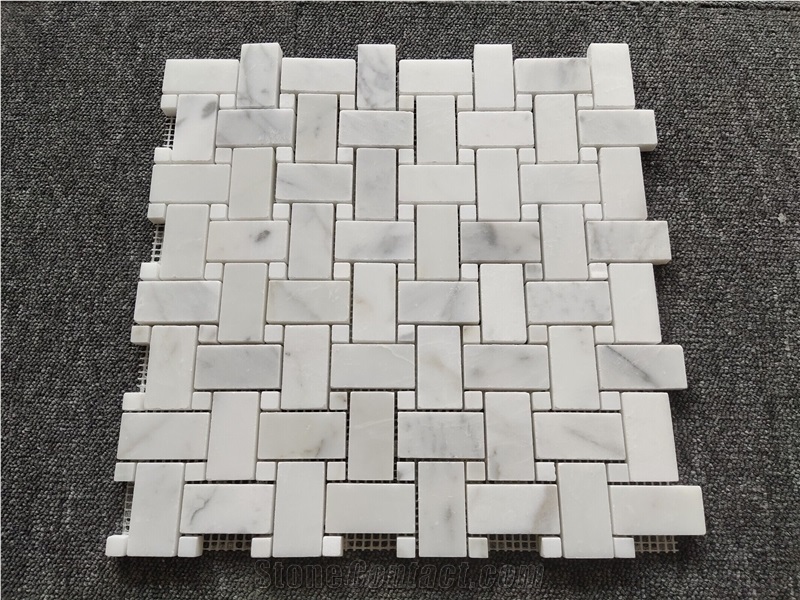 Bathroom Basket Weave Marble Mosaic Tiles
