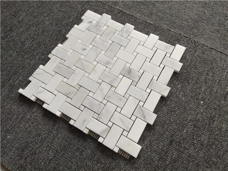 Bathroom Basket Weave Marble Mosaic Tiles