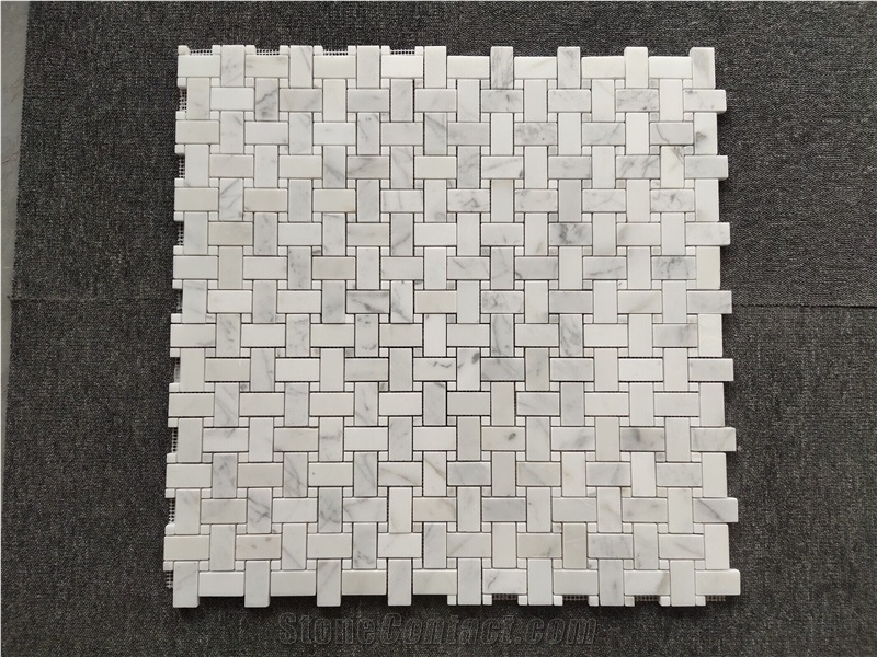 Bathroom Basket Weave Marble Mosaic Tiles
