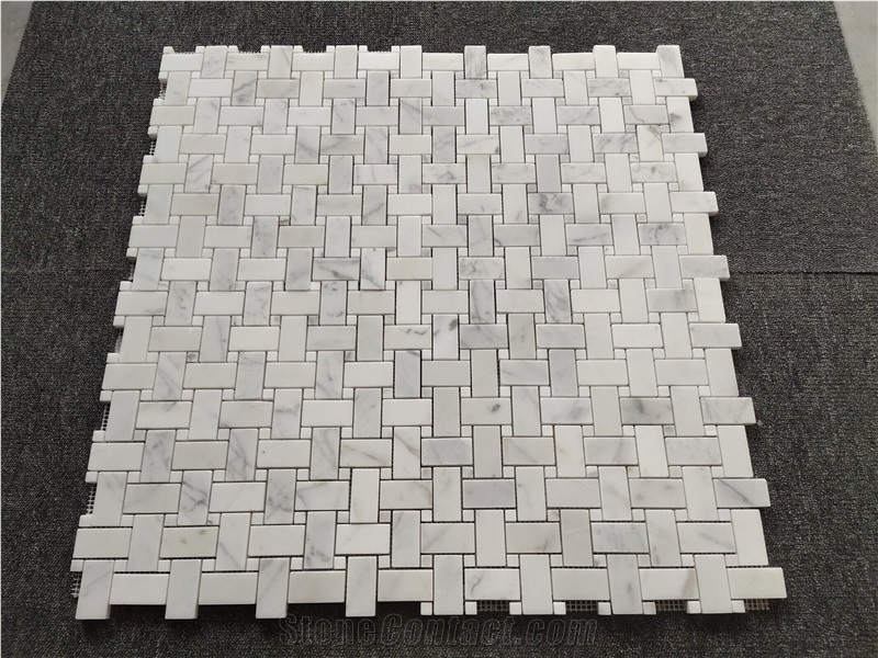 Bathroom Basket Weave Marble Mosaic Tiles