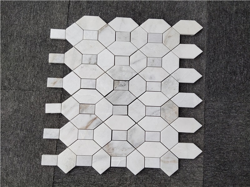 Calacatta Gold Marble  Bathroom Mosaic Tile Eclipse Pattern