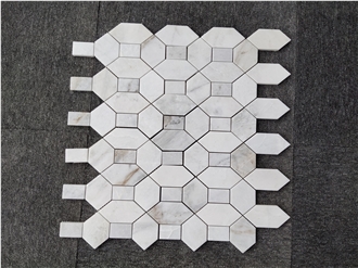 Calacatta Gold Marble Bathroom Mosaic Tile Eclipse Pattern