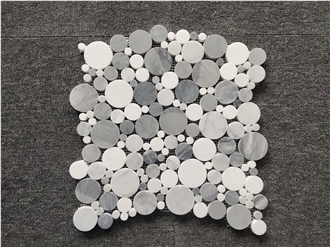 Grey Marble Bubble Round Mosaic Tiles