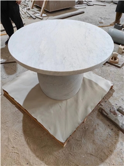 Antique Bianco Carrara Round Hotel Restaurant Dining Table