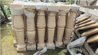Yellow Limestone Balcony Balustrades For Interior Stairs
