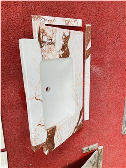 Calacatta Rose Marble Prefab Vanity Top Bath Top