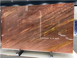 Mirage Red Quartzite Slabs For Wall Decor