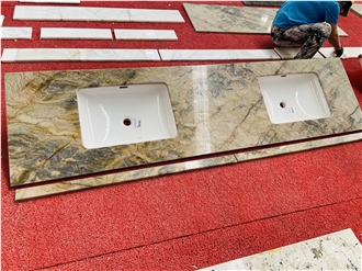 Silk Fusion Quartzite Bathroom Double Sink Bath Top