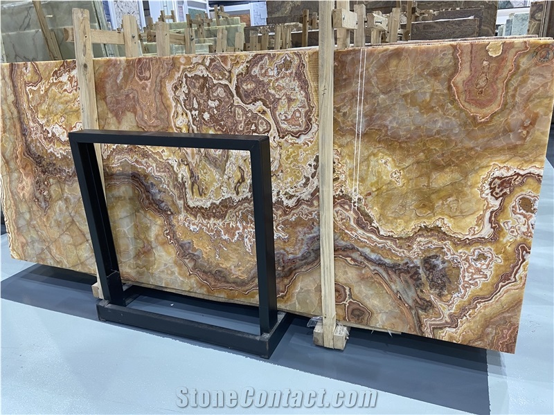 Tiger Onyx Slabs For Hotel Bathroom Flooring And Wall