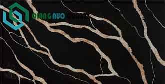 Black Textured Imitation Marble Tiles Artificial Stone Slabs