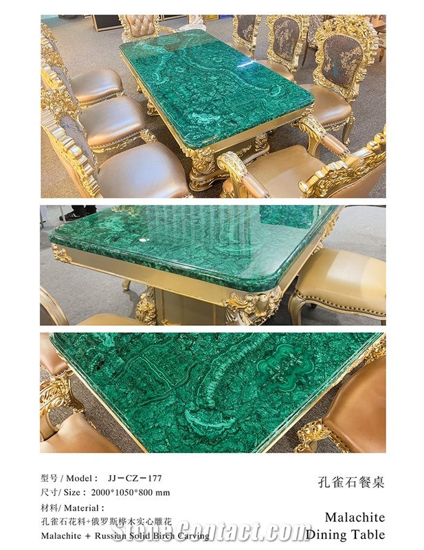 Noble Luxury Square Green Gemstone Solid Surface Table Tops