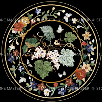 Black Marble Inlay Table Top Luxury Royal
