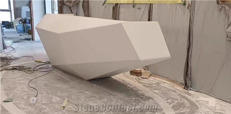 Modern White Diamond Acrylic Artificial Stone Reception Desk