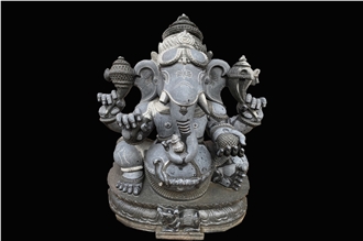 Labugama Grey Granite Lord Ganesh Statue