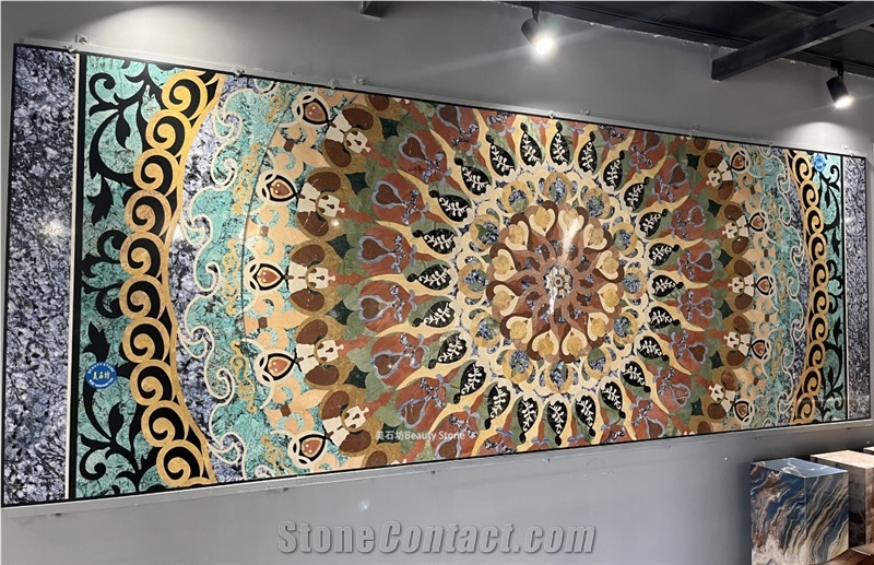 Beautiful Tangka Waterjet Medallions Marble Decoration