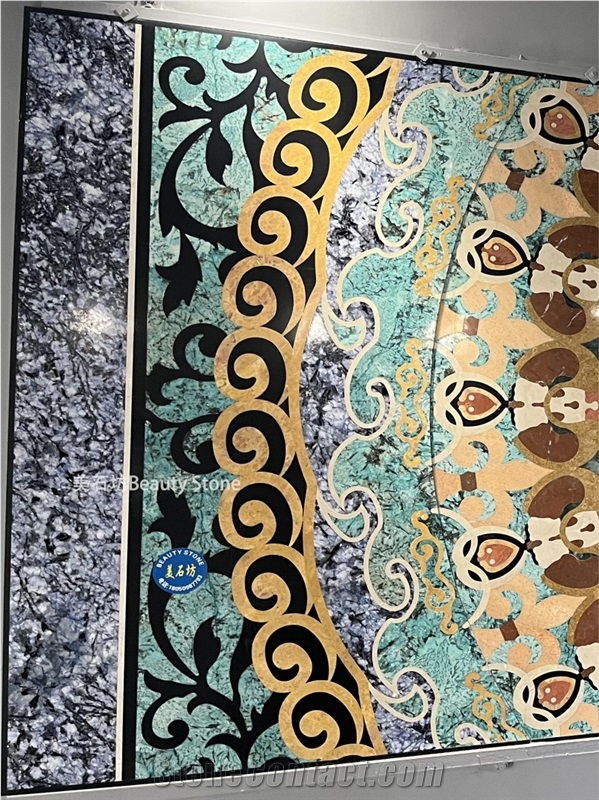 Beautiful Tangka Waterjet Medallions Marble Decoration