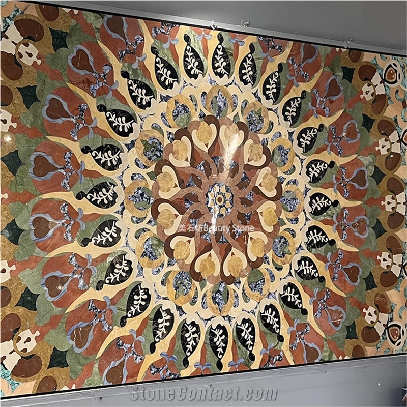 Beautiful Tangka Waterjet Medallions Marble Decoration