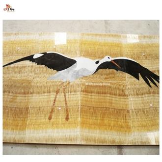 Customized Inner Flooring China Yellow Onyx Waterjet Medallions Pattern