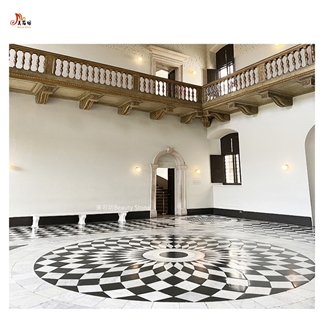 Large Waterjet Inlay China Carrara Marble Medallion Pattern Project Public Place