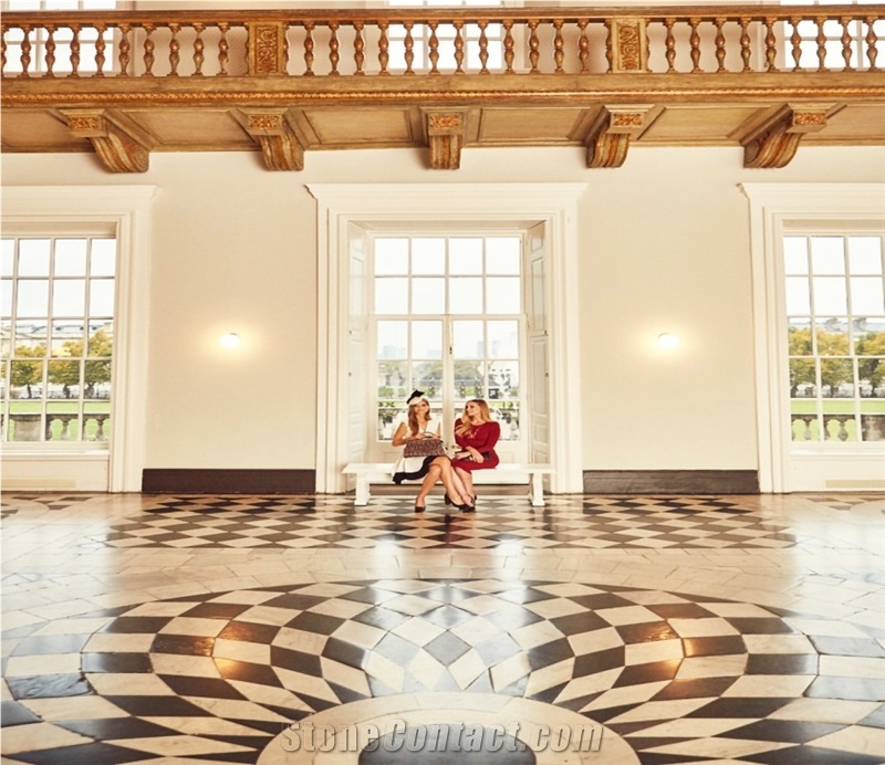 Large Waterjet Inlay China Carrara Marble Medallion Pattern Project Public Place