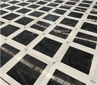 Neat Block Design Waterjet Marble Floor Pattern Panels