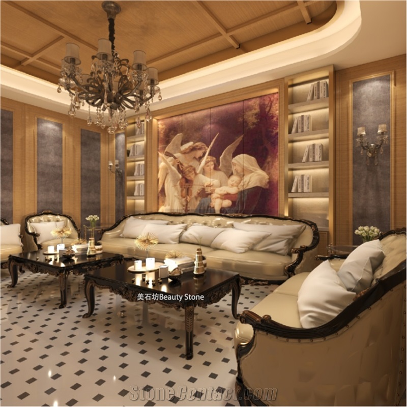 Triangular Design Waterjet Cut Pattern Marble Floor Tiles from China ...