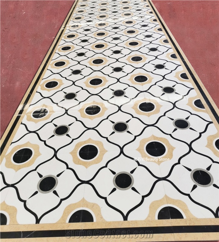 Water Jet Carpet Floor Medallions For Corridor Design