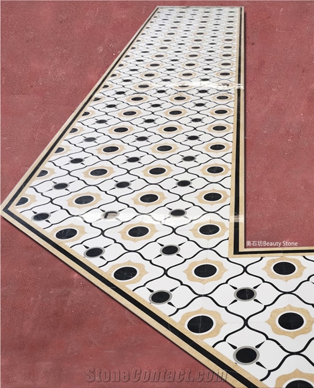 Water Jet Carpet Floor Medallions For Corridor Design