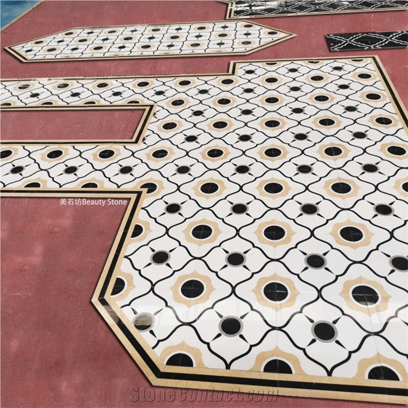 Water Jet Carpet Floor Medallions For Corridor Design