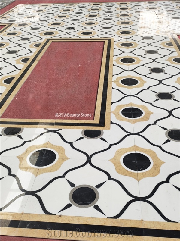 Water Jet Carpet Floor Medallions For Corridor Design