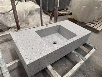 Terrazzo Grey Artificial Stone Bathroom Sink