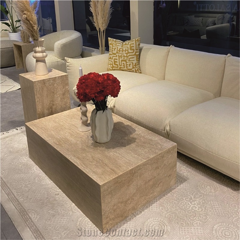 Classic Travertine Cube  Coffee Table