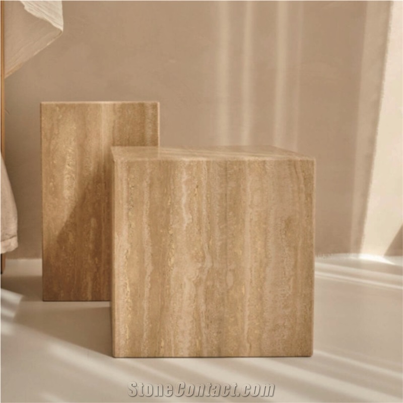 Classic Travertine Cube  Coffee Table