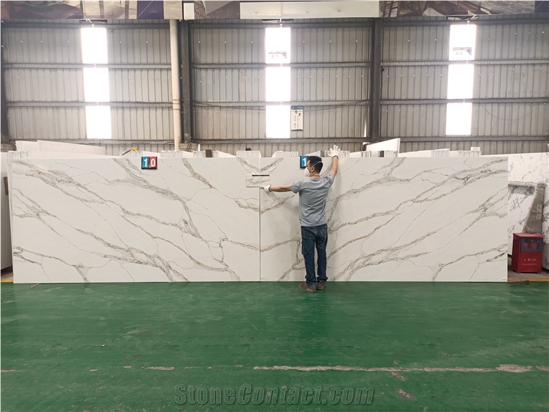 GOLDTOP Engineered 5005 Calacatta Macchia Quartz Slabs