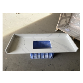 Calacatta Quartz White Artificial Stone Bathroom Countertops
