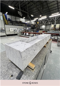 Arabescato Marble Custom Sink Commercial Bath Top