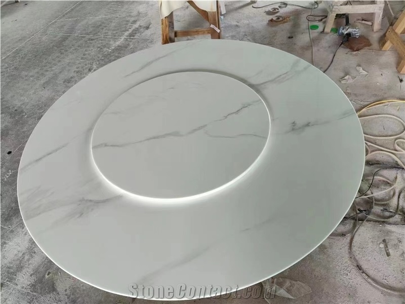 Calacatta White Sintered Stone Dining Table For Restaurant