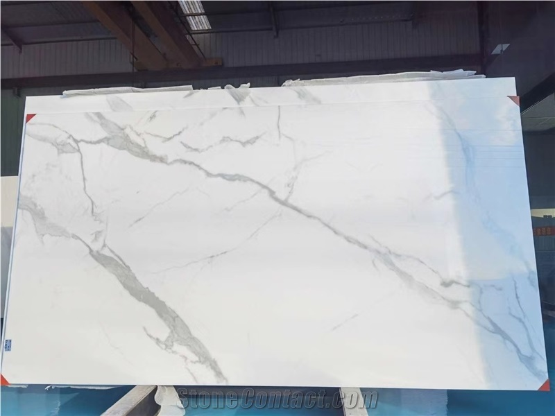 Calacatta White Sintered Stone Dining Table For Restaurant