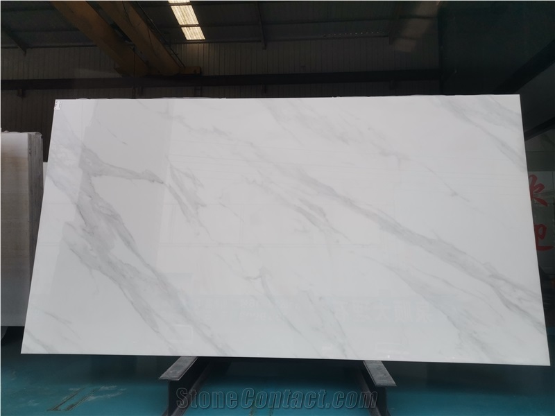 Calacatta White Sintered Stone Dining Table For Restaurant