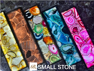 Backlit Agate Tea Table Semiprecious Stone Tiles