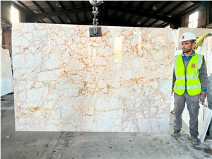 Iran White & Gold Marble Slabs - GLAMOUR