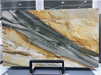 Brazil Vatican Green And Golden Quartzite Big Slabs