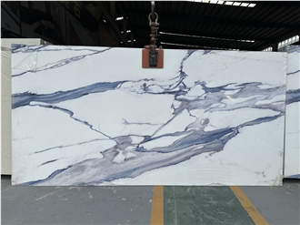 LY029 Calacatta White Quartz Slabs Artificial Stone Slab