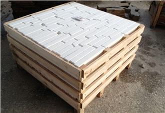 Tumbled White Thasos Marble Wall Brick 5 Cm