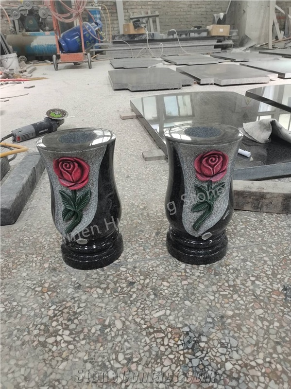 Black Granite Monumental Vase