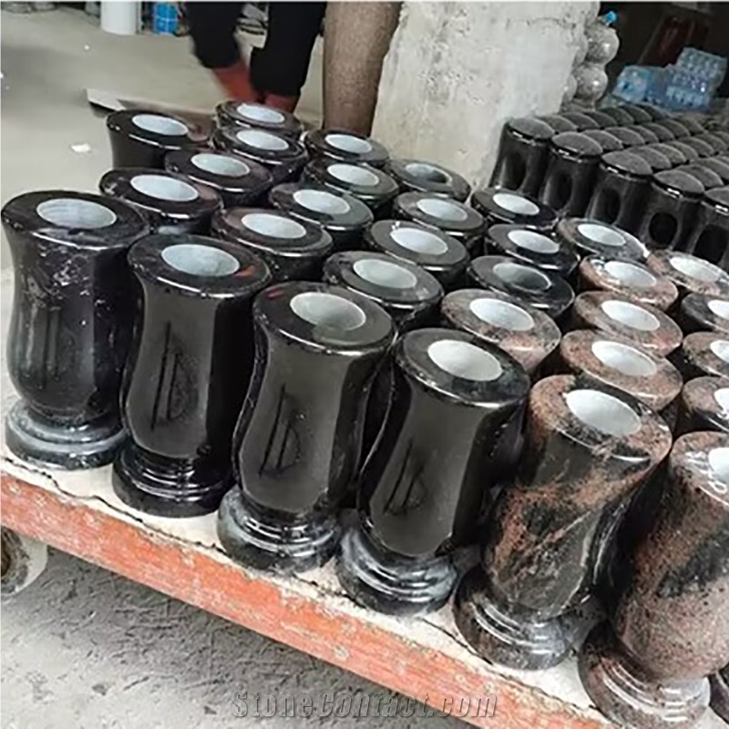 Black Granite Monumental Vase