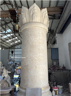 Buddha Lotus Pillar Column Natural Marble