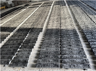 Split Black Basalt Mushroomed Wall Tiles